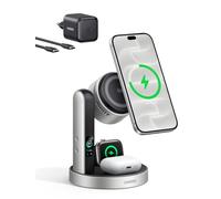 UGREEN MagFlow Pro 3 in 1 Caricatore Wireless Qi2 25W, Ventilatore TEC | Compatibile con iPhone 18-12 Air/Plus/Pro/Max, iWatch 12-6/Ultra 2/Ultra/SE 2/SE, AirPods 5/4/3/2/Pro 2/Pro, Con adattatore