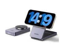 UGREEN MagFlow Qi2 Caricatore Wireless 15W, Stazione di Ricarica Magnetica2 in 1, Caricabatterie Magsafe Compatibile con iPhone 15/14/ 13/12 Serie, AirPods Pro 2/3