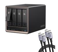 UGREEN NASync DXP4800GT NAS a 4 alloggiamenti con 2 cavi USB da 100 W (confezione da 2)