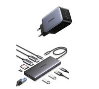 UGREEN Nexode Caricatore 65W con 3 USB C + Revodok Pro 210 Docking Station USB C 10 In 1
