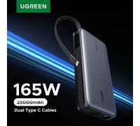 UGREEN Nexode PD 165W 25000mAh Power Bank 140W PD3.1 Caricatore rapido portatile per laptop con cavi doppi di tipo C Batteria esterna