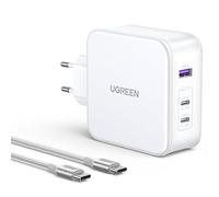 UGREEN Nexode USB-A+2*USB-C 140W GaN Tech. & USB-C Kabel 2m, Bianco