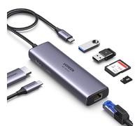 UGREEN Revodok 107 Hub USB C Ethernet Gigabit HDMI 4K 60Hz PD 100W Lettore Schede SD TF Adattatore Type C Multiporta 5Gbps Compatibile con MacBook Pro Air M3 M2 M1, iPad, iPhone 16 Plus Max