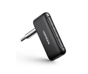 UGREEN Ricevitore Bluetooth 5.0 per Auto AptX, Adattatore Bluetooth con Chip CSR Chiamate in Vivavoce con Mic Incorporato CVC 8.0, Jack Audio 3,5mm Hi-Fi Stereo per Auto