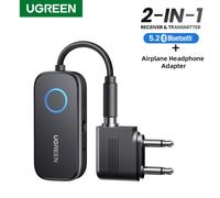 UGREEN Ricevitore trasmettitore Bluetooth per aereo Adattatore Bluetooth wireless 2 in 1 da utilizzare con qualsiasi jack da 3,5 mm per volo, TV