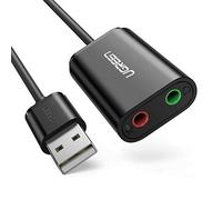 UGREEN Adattatore USB 2.0 a 2x3,5mm jack AUX (Cuffie e Microfono), (Black)