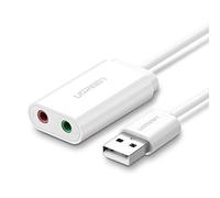 UGREEN Adattatore USB 2.0 a 2x3,5mm jack AUX (Cuffie e Microfono), (White)