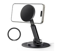 UGREEN Supporto Magnetico per iPhone Tavolo, Porta Magnetica per Scrivania Girevole e Pieghevole con 1 Anello di Metallo, Non Supporta Carica,Nero