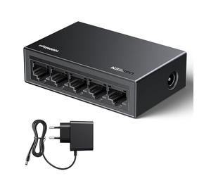 UGREEN Switch di Rete Ethernet 5 Porte Splitter Gigabit Lan Velocità 10/100/1000 Mbps, Regolazione Duplex, Plug and Play, Hub RJ45 per TV/Laptop/Router/Monitor