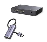 UGREEN Switch Ethernet 2.5G 5 Porte Hub RJ45 Plug Play 100/1000/2500Mbps | Supporto Duplex Non Gestito Silenzioso e Senza Ventola per PC NAS Server Router Monitor Console di Gioco Video 4K/8K
