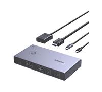 UGREEN Switch KVM USB-C+HDMI 1 Monitor 2 Computer con 4 Porte USB 3.0 4K@60Hz Alluminio per 1 Laptop & 1 Desktop Condividi One Monitor Tastiera Mouse Stampante con 1 Cavo HDMI+2 Cavi Type-C
