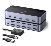 UGREEN Switch KVM DisplayPort 2 Ingressi 2 Uscite 8K 60Hz 2 Schermo | Commutatore KVM 4K con 4 Porte USB 3A1C 5Gbps per Tastiera, Mouse, Disco Rigido, Controller da Ufficio, Cavi USB Inclusi