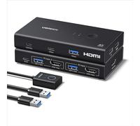 UGREEN Switch KVM HDMI 2.0 2 ingressi 1 uscite 4K 60Hz per 2 PC con 4 porte USB 3.0 5Gbps per tastiera, mouse, disco rigido, controller desktop compatibile con Windows, Linux, macOS