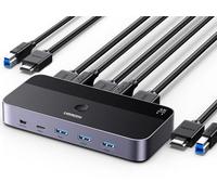 UGREEN Switch KVM HDMI 4K 60Hz 2 Ingressi 1 Uscita con 3 Porte USB A 3.0 e 1 Porta Tipo C 3.0 5Gbps per Tastiera Mouse HDD Hard Disk Switcher con Controller Desktop e 2 Cavi 1M