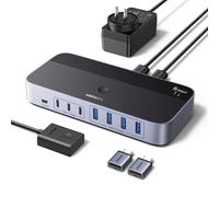 UGREEN Switch USB 5Gbps KVM Commutatore 2 PC Ingressi Condividono 7 Uscite Periferiche USB per Tastiera Mouse Disco Rigido Stampante Scanner Microfono con 2 Adattatori USB C e Alimentatore DC 12V 2A