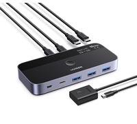UGREEN Switch USB C 3.2 10Gbps Commutatore KVM Porte per 2 PC Ingressi 4 Uscite Sincronizzazione di File per Tastiera e Mouse con Controller della Scrivania e Cavi Inclusi