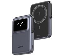 UGREEN Uno Power Bank Magnetico 10000mAh, Caricatore Portatile PD 20W con Cavo USB C, Display e Supporto, Compatibile con iPhone 17 Pro Max Air/16/15/14/13/12 Mini Plus Pro Max(Nero)