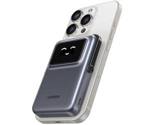 UGREEN Uno Qi2 15W Power Bank Magnetico 10000mAh, Caricatore Portatile Wireless PD 20W con Display e Supporto, Compatibile con iPhone 16/15/14/13/12 Mini Plus PRO Max (Nero)