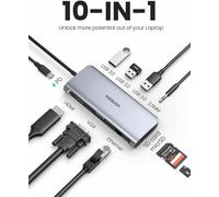 UGREEN USB Docking Station 10 IN 1 Multi Ingresso Adattatore Con 4K HDMI, VGA,
