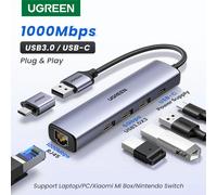 UGREEN USB Ethernet Adapter 1000/100Mbps USB3.0 HUB RJ45 Lan per PC portatile Xiaomi Mi Box Macbook Windows USB-C HUB scheda di rete