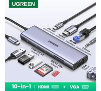 UGREEN USB HUB Tipo-C a 4K HDMI VGA RJ45 PD100W Splitter USB3.0 SD e TF da 3,5 mm per MacBook Laptop Steam Deck Docking station USB-C