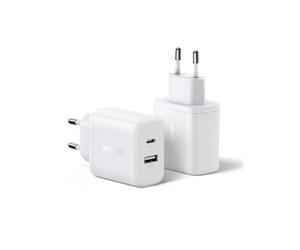 UGREEN Zapix 20W Caricatore USB C GaN 2Pack Caricabatteria Ricarica Rapida | 2 Porte Compatibile con iPhone 17 Pro MAX Air 16 15 14 Galaxy S26 S25 S24 A57 A76 Z Flip 7 Tab A11+ Google Pixel 10 9 8