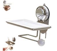 UGZPWQLNX un rullo di carta igienica montato sulla parete, Porta carta igienica a ventosa in acciaio inox da 2 pezzi con ripiano senza trapano for bagno(D,2PCS)