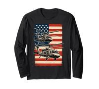 UH-60 Black Hawk Helicopter USA American Flag United States Maglia a Manica