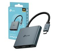UH3020C Hub USB C 3 in 1 1 HDMI 4K@60Hz 1 USB C PD Rapida a 100 W 1 Porta USB A