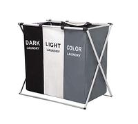 UHAPEER Portabiancheria Grande Cesto Pieghevole Impermeabile Quadrato per classificare Indumenti Chiaro Scuro, 68 * 38 * 60cm, 3 compartments