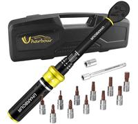 Uharbour Chiave dinamometrica per bicicletta, 1-25 Nm, piccola chiave dinamometrica 1/4 per bicicletta e moto, kit con asta di estensione, esagonale, Torx e Phillips, 72 denti