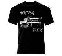 UHBGd68uu Achtung Tiger German Army Tank Panzer WW2 T-Shirt Black 3XL