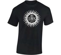 UHBGd68uu Jesuit Order Red Mens t Shirt Men Jesus Church Catholic Society of God Christ Black S
