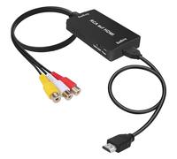 uhddadi Convertitore AV a HDMI, Composite CVBS Video Converter Adattatore con cavo HDMI per PS2/Xbox/SNES/ N64/ VHS/VCR Videoregistratore DVD, Supporta PAL/NTSC(Nero)