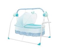 UHDUIG Bassinet elettrico per bambini, pieghevole, portatile, con supporto per bottiglie, cuscino a forma di U, zanzariera traspirante (blu)