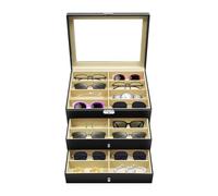 UHDUIG Scatola per occhiali, occhiali da sole, con coperchio in vetro trasparente, struttura per gioielli o occhiali, orologi anelli (per occhiali)