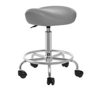UHDUIG Sgabello da sella, girevole a 360°, regolabile in altezza, per studio, soggiorno, parrucchieri (grigio, senza schienale)