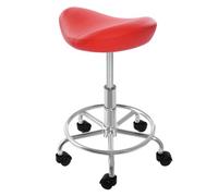 UHDUIG Sgabello da sella, girevole a 360°, regolabile in altezza, per studio, soggiorno, parrucchieri (rosso, senza schienale)