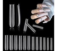 Uheltosly 240 Pezzi Unghie Finte Lunghe, XXL Copertura Totale Quadrate, 12 Taglie, Kit Estensione Unghie, Per Saloni Unghie E Casa Unghie Fai da Te