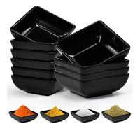 UHETLET 10 Pezzi Ciotole per Salsa di Soia Ciotole Aperitivo 7,3x7,3x3cm Ciotole per Spezie Nero Quadrate Piattino per Salse Impilabili Riutilizzabile Mini Ciotole per Salse Spezie Intingoli e Snack