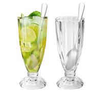 UHETLET 2 Pezzi Coppe Gelato in Vetro da 380ml Tazze da Dessert In Vetro Trasparente Bicchieri da Dessert Vetr o Con Piedi Coppette Riutilizzabili per Macedonia per Gelato Dessert Bevande Cocktail