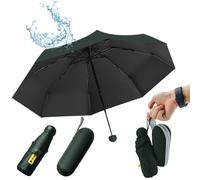 UHETLET Mini Ombrello Ombrello Pioggia Pieghevole da Viaggio 8 Costole Ombrello Piccolo Mini Ombrello Tascabile Anti UV Ombrello Portatile Antivento con Custodia per Donne e Uomini, Verde Scuro
