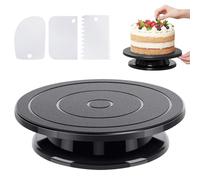UHETLET Piatto Girevole per Torta 27cm Alzata Girevole per Dolci Base Girevole per Torte con 3 Spatola Piatto Rotante per Decorare Piatti Neri per Torte per Fare Torte Cottura al Forno e Artigianato