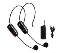 UHF - Set microfono radio Dual Headset, portata 50 m (U12FS (con display LED))