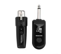 UHF Wireless Microfono Sistema XLR Adattatore per Chitarra e Mixer Vocale - Gamma 50m Doppio Canale Bodypack Trasmettitore Ricevitore Set Nero (1 Vassoio 1)