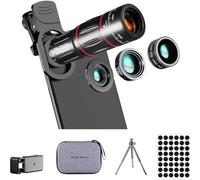 Uhidka Kit Lenti per Fotocamera del Telefono, Versione Aggiornata, Teleobiettivo 28X, Grandangolo 0,6X, Macro 20X, Fisheye 198° per La Maggior Parte degli Smartphone
