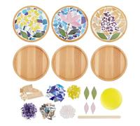 Uhidka Set di 3 Sottobicchieri In Bambù con Motivo Floreale DIY, con Base Rotonda, Sottobicchieri Fatti A Mano, Arredamento per La Casa