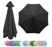 uHLANQC Telo di Copertura for ombrellone da Esterno, 9 piedi/10 Piedi, Anti-UV, for Tavolo da Mercato, Telo di Ricambio Impermeabile Rosso a 8 Stecche for Gazebo, Cortile, Patio(Black,3-m(10ft))