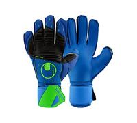 uhlsport AQUASOFT Guanti da portiere Keeper Calcio Soccer Gloves con fissaggio al polso - specifici per il tempo bagnato - Pacific blu/nero/verde fluo - taglia 9,5