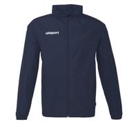 uhlsport Giacca da calcio Essential per tutte le stagioni, giacca da pioggia, giacca da esterno con cappuccio per giocatori e allenatori, Blu marino, L